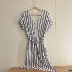 Striped Blue and White Button-Down Dress